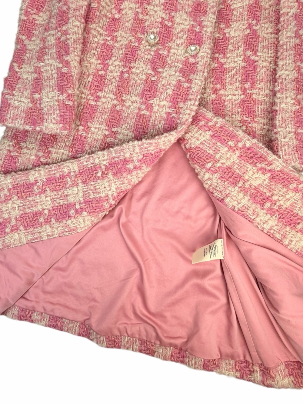 Love Shack Fancy Women’s Armstrong Pink Houndstooth Dense Wool Blend Coat Size 4 - Picture 10 of 12